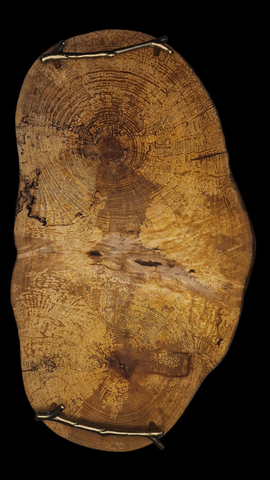 Wooden cutting board with a natural grain pattern