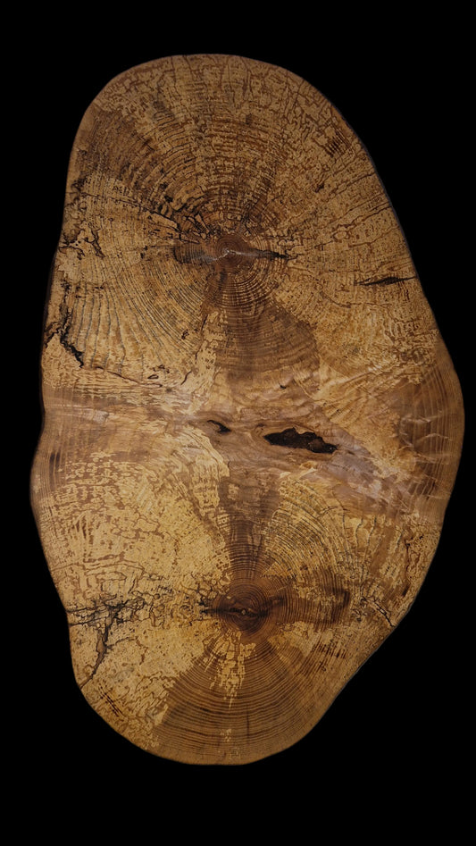 Durable Ash wood steak board with a natural live edge and food-safe oil finish.