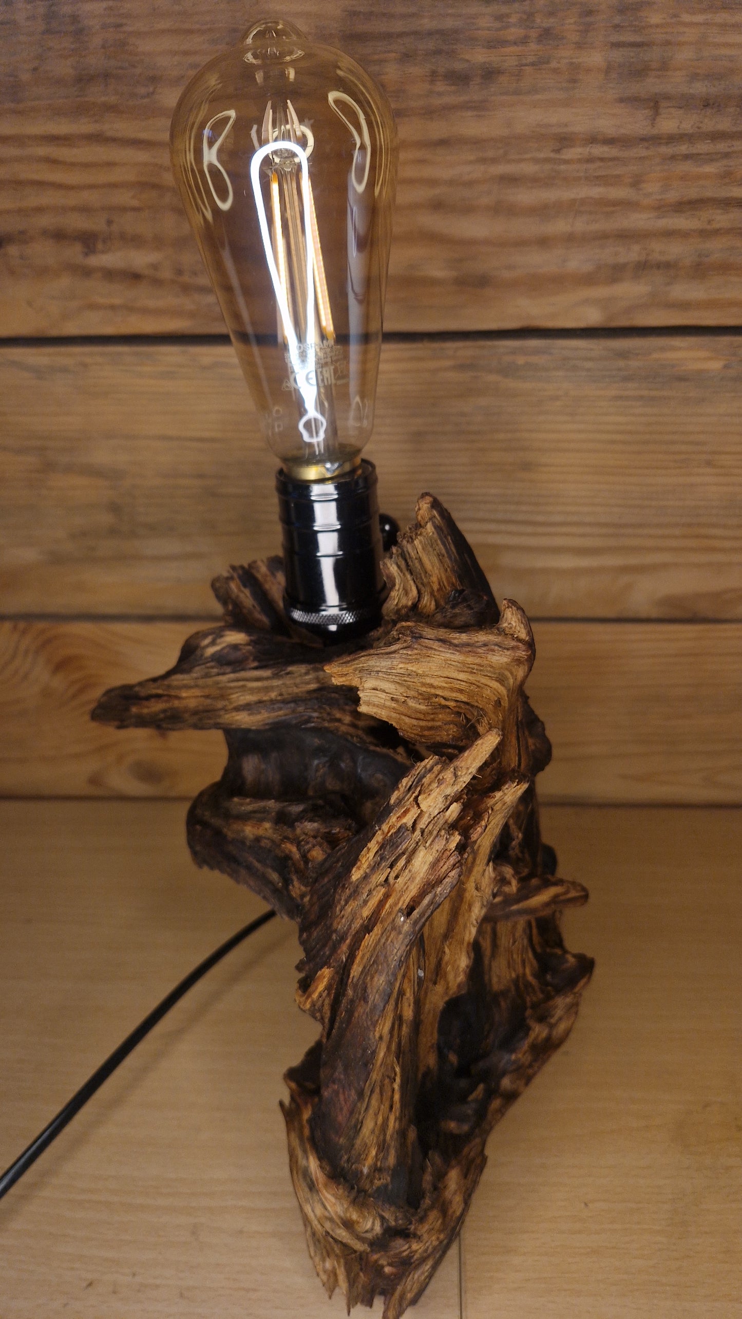 Dimmable Pine Wood Table Lamp: "Rustic Charm"