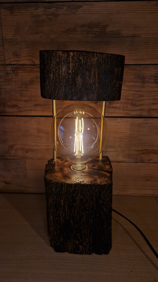 Rustic Pine Wood Dimmable Table Lamp