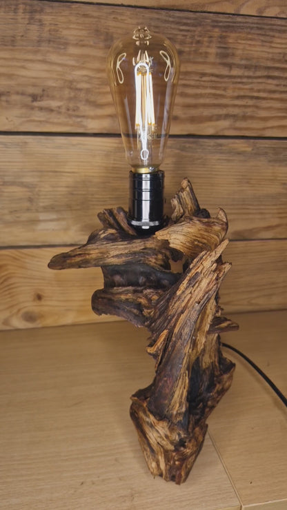 Dimmable Pine Wood Table Lamp: "Rustic Charm"