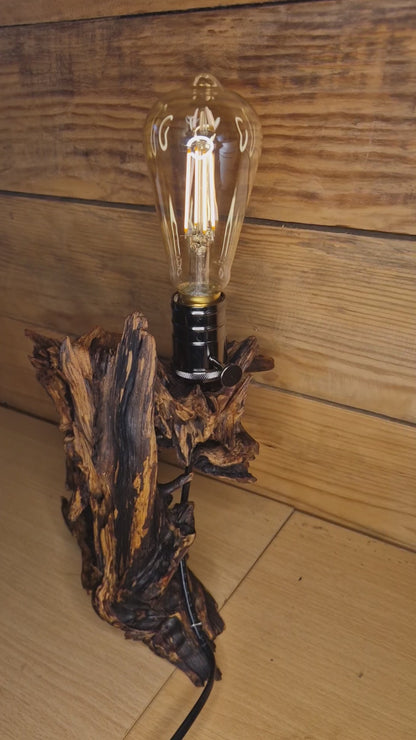 Dimmable Pine Wood Table Lamp: "Rustic Charm"