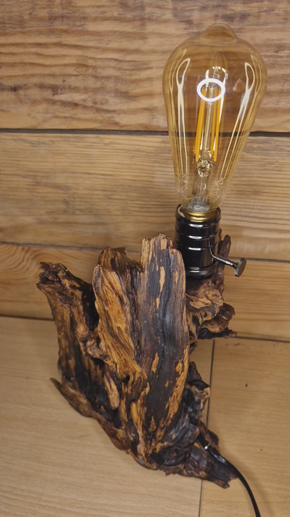 Dimmable Pine Wood Table Lamp: "Rustic Charm"