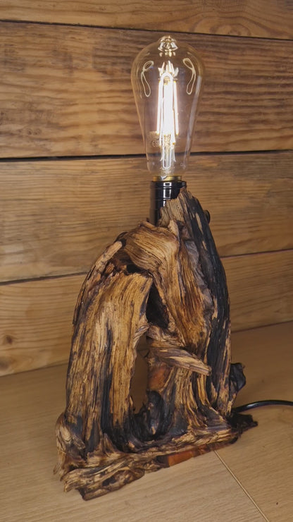 Dimmable Pine Wood Table Lamp: "Rustic Charm"
