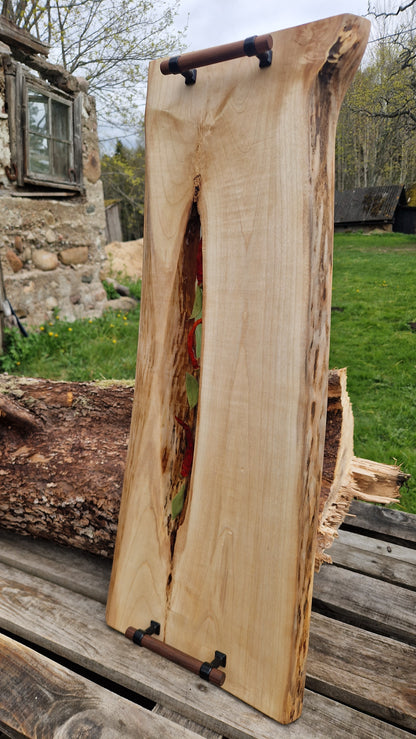 Apple wood serving board - chilli and bay leave